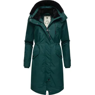 Kurzmantel RAGWEAR "Nicco", Damen, Gr. S (36), blau (petrol), Obermaterial: 65% Polyester, 35% Baumwolle. Innenfutter: 100% Polyester. Wattierung: 100% Polyester, loose fit knieumspielend, hoch geschlossener Ausschnitt, verstellbar,Ärmel ohne Ärmelschlitz Rippstrickbündchen mit Druckknopf,verstellbar, Mäntel Kurzmantel, Stylischer Damen Parka für die Übergangszeit