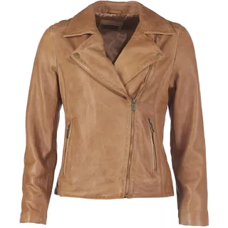 Bikerjacke JCC "1703", Damen, Gr. 36, braun (cognac), Obermaterial 100% Ziegenleder / Futter: 100% Baumwolle, Jacken