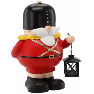 MIKONI Weihnachtsdeko Soldat, Nussknacker 40cm Figuren mit Laterne Weihnachtsfiguren für außen beleuchtete XXL Dekofiguren Weihnachten Wohnzimmer Garten Rentier (40 x 27 x 16 cm)