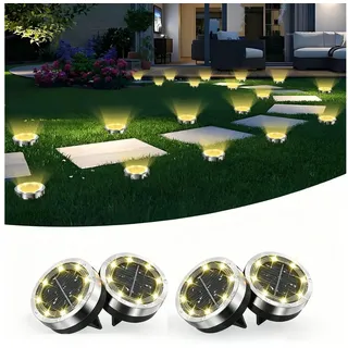 pedete LED Solarleuchte Solar-Bodenstrahler für den Außenbereich LED-Lampen Garten 4 Stück, Solar-Lampe, Bodenleuchte, Gartenstrahler, Tageslichtweiß,Warmweiß, Solar lampen für außen,gartendeko,Solar-Erdspieß gelb