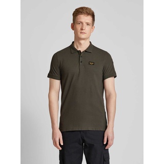 Regular Fit Poloshirt mit Label-Patch Modell 'TRACKWAY', Oliv, L