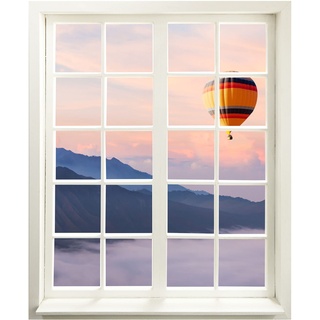 Wandtattoo - Fenster mit Aussicht "Heißluftballon" 99 x 120 cm - Wandaufkleber - Wandsticker