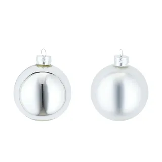 Kaemingk Weihnachtsbaumkugeln Glas 8 cm silber ¦ Glas,Aluminium Ø: 8.0