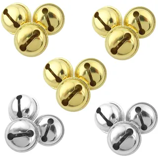 TOAOB 30 Stück Kleine Glöckchen zum Basteln Schellen Metallglöckchen 22 mm Metallglöckchen Gold und Silber Glockchen mit Ösen für Schlüsselanhänger Handwerk Glocken Dekoration Schmuckherstellung