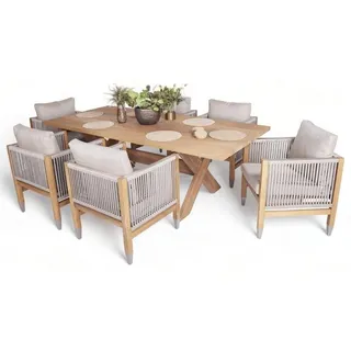JV Möbel Gartenmöbel Esstisch Stilvoller 6x Stühle), Luxuriöse Komplett Set 7tlg