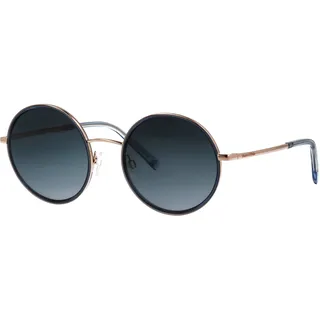 Sonnenbrille MARC O'POLO "Modell 508001", Damen, gold, blau, leicht glänzend, metallic, Sonnenbrillen Sonnenbrille, Form Rund, Logoschriftzug auf Bügel, Kombifassung