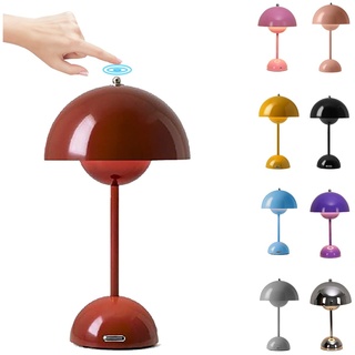 O·Lankeji LED Flowerpot Tischlampe Kabellos Akku, Touch Dimmbar Pilzlampen Tischlampe mit 3 Helligkeitsmodi, Dekorative Schreibtischlampe Nachttischlampe für Schlafzimmer, Büro, Bars