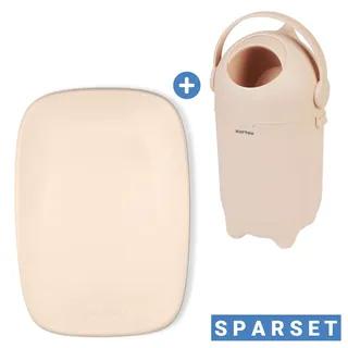 Nattou Wickel-Set mit Wickelunterlage Softy & Windeleimer Dropy - Beige