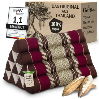 Livasia Keilkissen Dreieckskissen (Classic) - 30x50x30cm, Kapok, vegan, handgefertigt rot