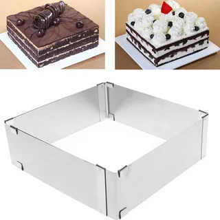 Backrahmen Rechteckig Verstellbar Aus Edelstahl Backform Eckig Für Kleine Und Große Kuchen Torten Und Pizza, Zum Backen Und Dekorieren