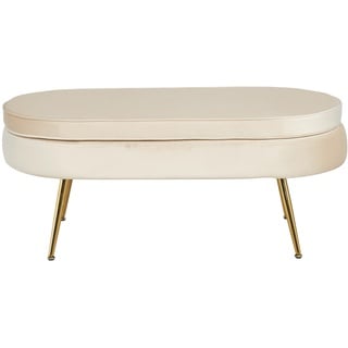 SalesFever Sitzpouf aus Samt Oval Metallbeine Chrom goldfarben - Beige - 99