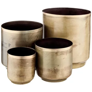 Kalalou NDE1090 Blumentöpfe aus Metall, Antik-Finish, Einheitsgröße, Messing