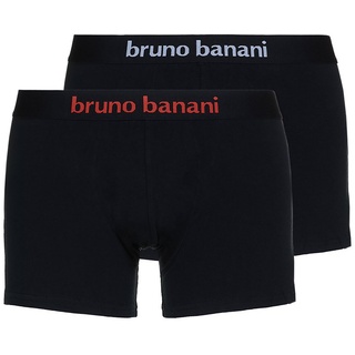 Bruno Banani Herren Boxershorts, 2er Pack - Flowing, Baumwolle Schwarz/Logo S (Small)