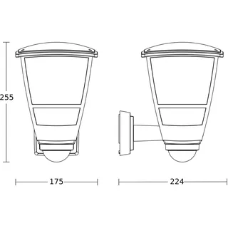 Steinel Laterne Kunststoff 22,4 x 17,5 x 25,5 cm inkl. Bewegungsmelder schwarz