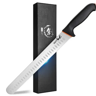 Golden Bird Schinkenmesser Tranchiermesser Scharf, Fleischmesser profi Lachsmesser mit rutschfestem Griff, 30cm Grillmesser Metzgermesser für Schinken, Fleisch und BBQ