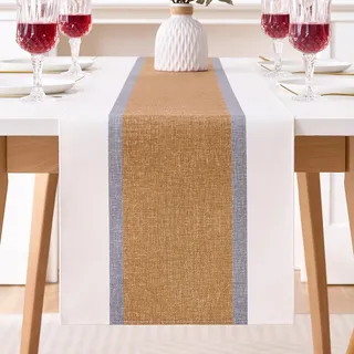 Tischläufer Modern Dekoration Braunbeiger Patchwork-Tischläufer Abwaschbar Tischdecke Outdoor Sommer Garten für Hochzeit Esszimmer Party Urlaub (Braun,40x140cm)