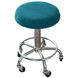 Rosnek Stuhlhusse Barhockerbezug Stuhlbezug Stretch, Stuhlüberzug Rollhocker Barhocker, mit Strukturoptik blau