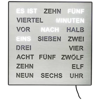 AMS LED Wortuhr 1245 - Tisch- und Wanduhr, Quarzuhr, Grau/Anthrazit