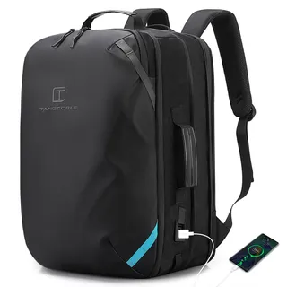 tangcorle Reise-Rucksack, erweiterbar 45 l für Flugreisen, 43,9 cm (17,3 Zoll) Laptop-Rucksäcke, Schwarz (wasserdicht 45 l), 45L, Reisen