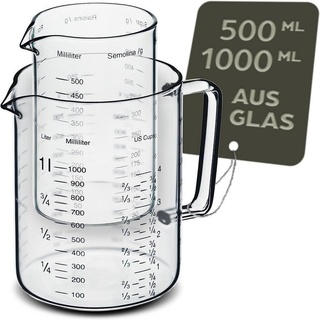 Praknu Messbecher Messbecher Set Glas 500/1000ml, Borosilikatglas, (Set) weiß