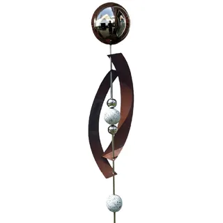 Jürgen Bocker Garten-Ambiente Gartenstecker Skulptur Deimos 145 cm aus Cortenstahl & Edelstahl mit obere Kugel Edelstahl Schwarz poliert