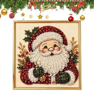 GTFYUDGH Weihnachten Pearl, 30x30cm Perlenmalerei Mit Rahmen | Premium 3D Perlen Weihnachts Wanddeko Set Mit Rahmen, DIY Weihnachts Set, 3D Perlenbild