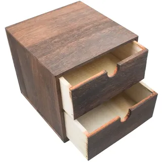 XiyaxiVici Holz Schreibtisch Organizer mit 2 Schubladen Holz Desktop Aufbewahrungsbox Schubladenbox für Büro Utensilien Ordnungssystem Schreibtisch Schublade Organizer Karbonisierung 18x18x17cm