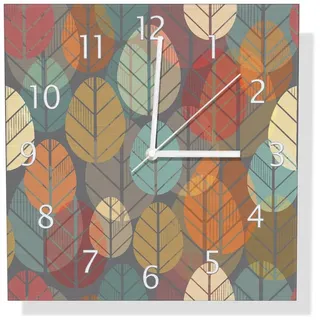 Wallario Wanduhr Bunte Blätter in Herbstlaune (Aluverbunduhr)