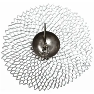 Chilewich Tischset Pressed Vinyl Dahlia Round Silver