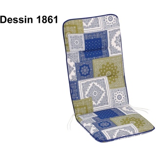 Best Basic-Line Stuhlauflage Hochlehner, vers. Dessins, Baumwolle, 120 x 50 x 6 cm 1861 - blau grüner Mustermix