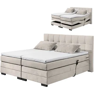 Motor-Boxspringbett - sand - H2 - Kaltschaumtopper - 180x200 cm