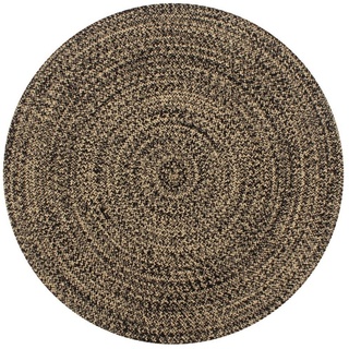 Teppich Handgefertigt Jute Schwarz und Natur 150 cm, furnicato, Runde schwarz