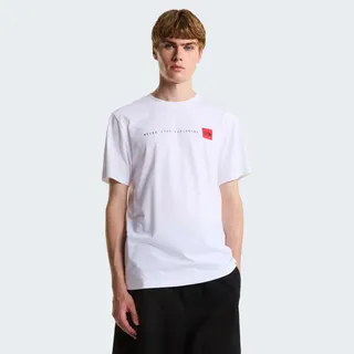 T-Shirt THE NORTH FACE "M NEVER STOP EXPLORING REGULAR SHORT SLEEVE TEE-GRAPHIC", Herren, Gr. XXL, weiß (tnf weiß), Obermaterial: 60% Baumwolle, 40% Polyester, Shirts T-Shirt, normale Passform, kurze Ärmel, für Sport und Freizeit