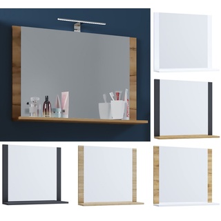 VCM Spiegel Badspiegel Wandspiegel mit Lendas Ablage weiß 60 cm x 55 cm x 17 cm