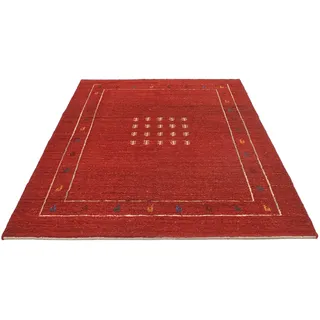 Wollteppich MORGENLAND "Gabbeh Teppich handgeknüpft rot" Teppiche Gr. B/L: 146 cm x 194 cm, 18 mm, 2,83 m2, 1 St., rot Gabbehteppich Gabbeh-Teppiche handgeknüpft