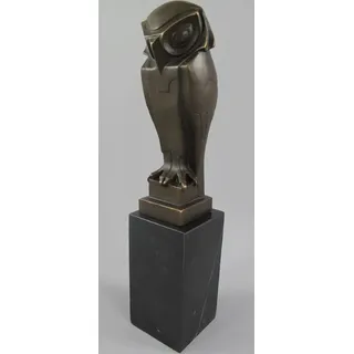 Casa Padrino Luxus Bronze Deko Figur Eule auf Marmorsockel Bronze / Schwarz 7 x 7 x H. 33 cm - Bronze Deko Skulptur - Schreibtisch Deko - Deko Acce... - Bronze/Schwarz