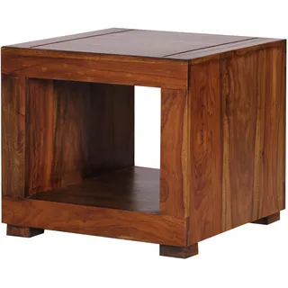 FineBuy Sheesham Massiv-Holz Couchtisch 50 x 50 cm Wohnzimmer-Tisch Design dunkel-braun Landhaus-Stil Beistelltisch Natur-Produkt Echtholz Unikat quadratisch Wohnzimmermöbel modern Massivholzmöbel