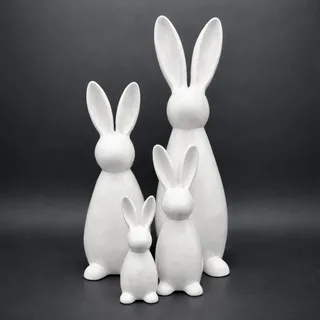 Jumbos Dekowelt Osterhase Keramik Figur Weiß – Moderne Deko-Hasen Skulptur für Ostern, Frühling & Zuhause – Glasiert, Stehend – 4 Größen (4,2 x 5,3 x 12,5cm)
