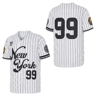 NY Jersey Herren New York 99 Baseball Trikots Shirts Hip Hop Button Down für Party Weihnachten Grau, Weiss/opulenter Garten, XL - XL