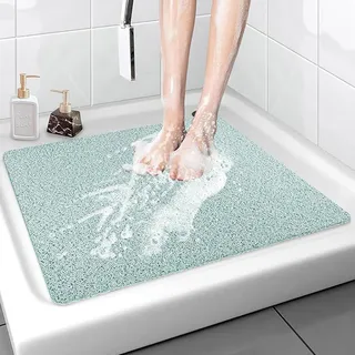 Pevfeciy Duschmatte rutschfest 80X100 cm Grün Dusche Antirutschmatte PVC Duschmatten mit Ablauflöchern Schnell Trocknend Badematte für Duschkabine und Badezimmer