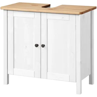 welltime Waschbeckenunterschrank Landhaus Sylt, Badschrank, Badmöbel, FSC®-zertifiziert Badmöbel im Landhaus-Stil, Breite 64 cm, aus Massivholz weiß 64 cm x 60 cm x 30 cm