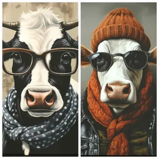 Bilder-Set COW MIT BRILLE (BHT 82x82x4,50 cm) - BHT 82x82x4,50 cm