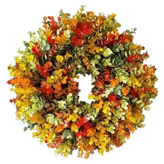 Herbstkranz, 30 cm - Dekoration für die Haustür - Traubenranke - Kürbisse/Beeren - Künstliche Pflanzen - Geeignet für Halloween/Thanksgiving -... - Orange