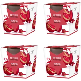 pajoma® Duftkerze 4er Set, Bratapfel - im satinierten Glas | 4x 120g Wachsgewicht, Brenndauer: 25 Stunden, in edler Geschenkverpackung | Premium Qualität