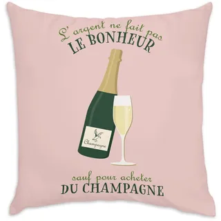 Kissen aus Samt, Rosa, Champagner, Silber macht nicht Le Bonheur Lifestyle Luxe – 40 x 40 cm – samtige Haptik – Bezug und Kissen inklusive