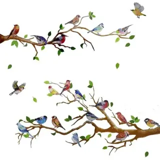 Pa Wandtattoo „kleine Vögel Auf Baumzweigen“ Aus Pvc (25 X 35 Cm), Abnehmbar, Abziehen Und Aufkleben, Für Schlafzimmer, Büro, Klassenzimmer, Wohnzimmer