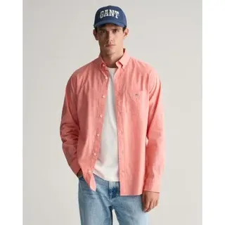 Gant für Herren. 3240100 Regular Fit Hemd aus Baumwolle und Leinen rosa (L), Lässig, Langarm