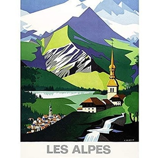 Jacquelin Alpen Berge Französische Eisenbahn Werbung ungerahmt Wand Kunst Poster Home Decor Premium