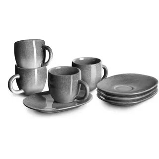 Springlane Geschirr-Set Misty Cliff, Steingut, in verschiedenen Ausführungen und Sets, Steingut, robust, kratzfest, 4er-Set Espressotasse grau
