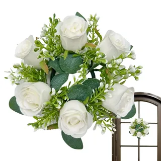 Kerzenring Blumen,Boho- -Stumpenkerzenhalter,Kerzenkranz Für Stabkerzen,Kunstblumenstrauß Eukalyptus Kerzenkränze,Kerzenringe Kränze,Frühlingskerzenringe Für Hochzeits,Haustür,Tischdekoratio